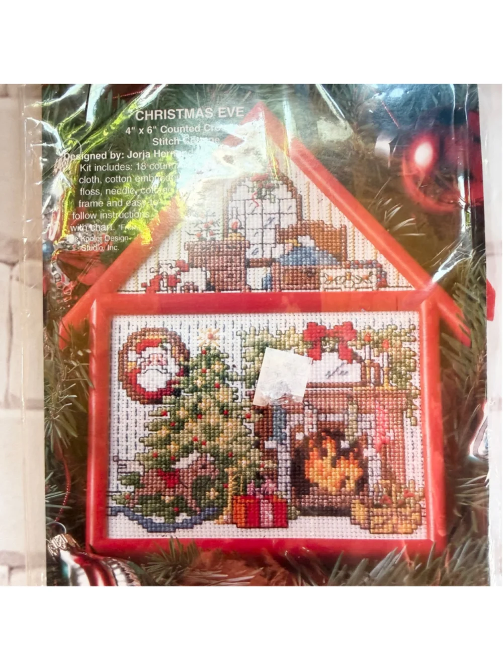 NOS Vintage 1995 Bucilla Christmas Cottage Christmas Eve Cross Stitch Kit 4 X 6